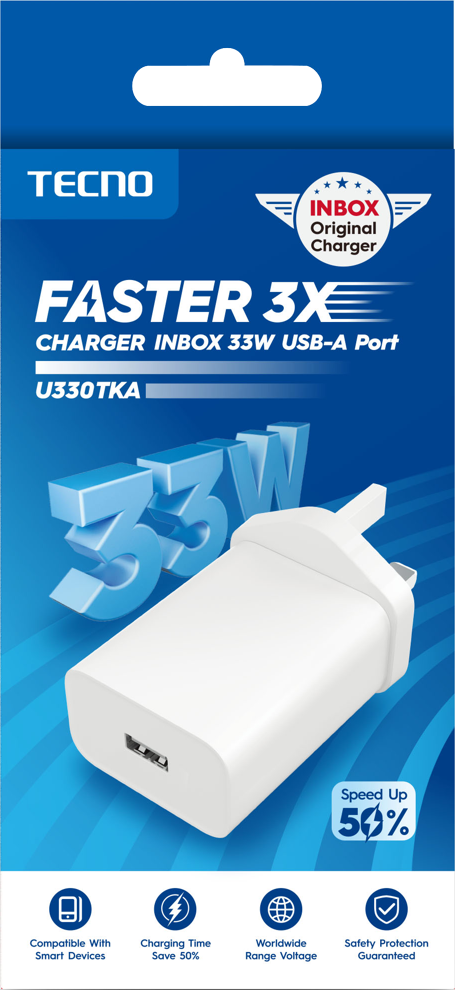 Tecno Faster 3x Charger U330TKB